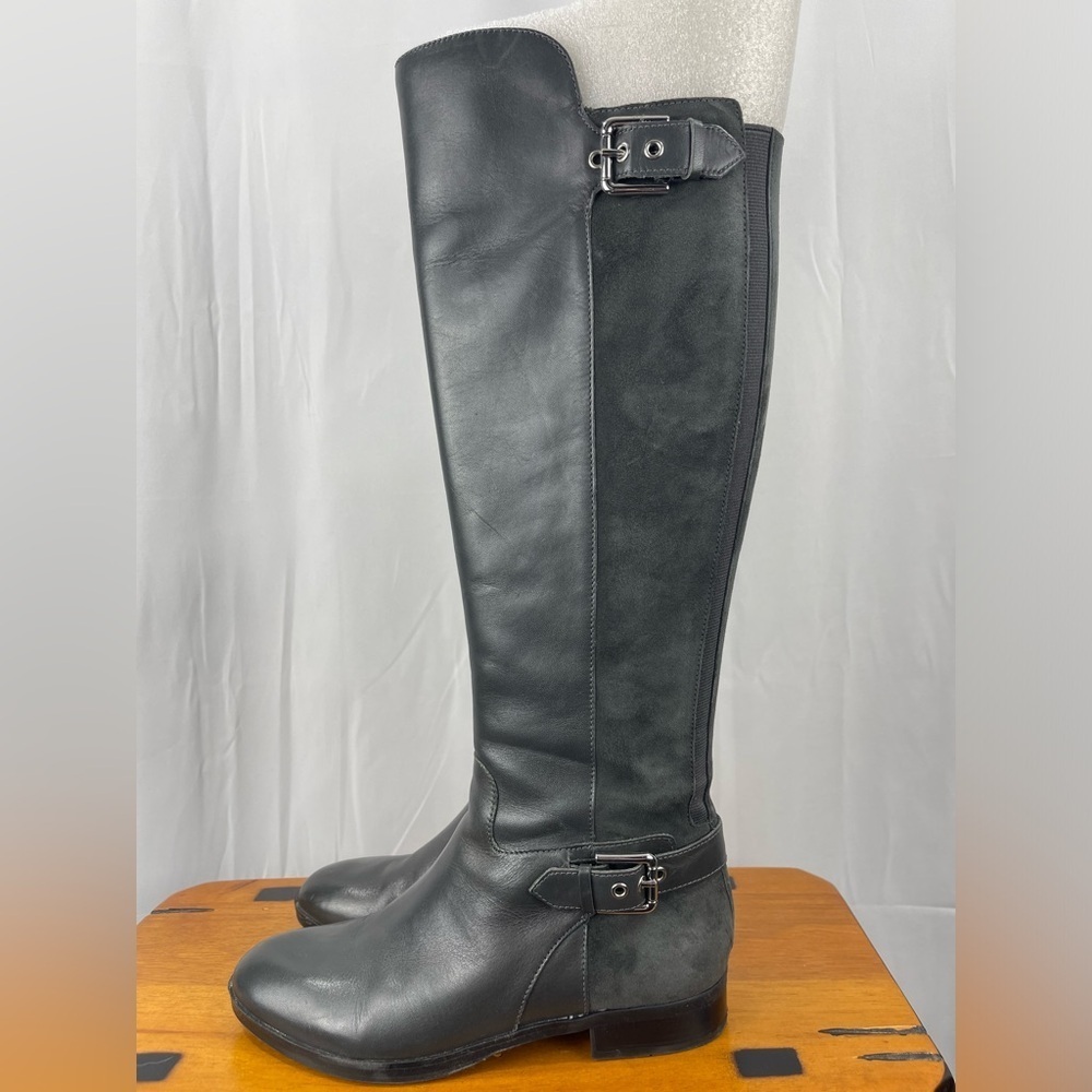Marc Fisher Medium Calf Tall Shaft Dark Gray Leather Damsel Boots Size 7 Medium